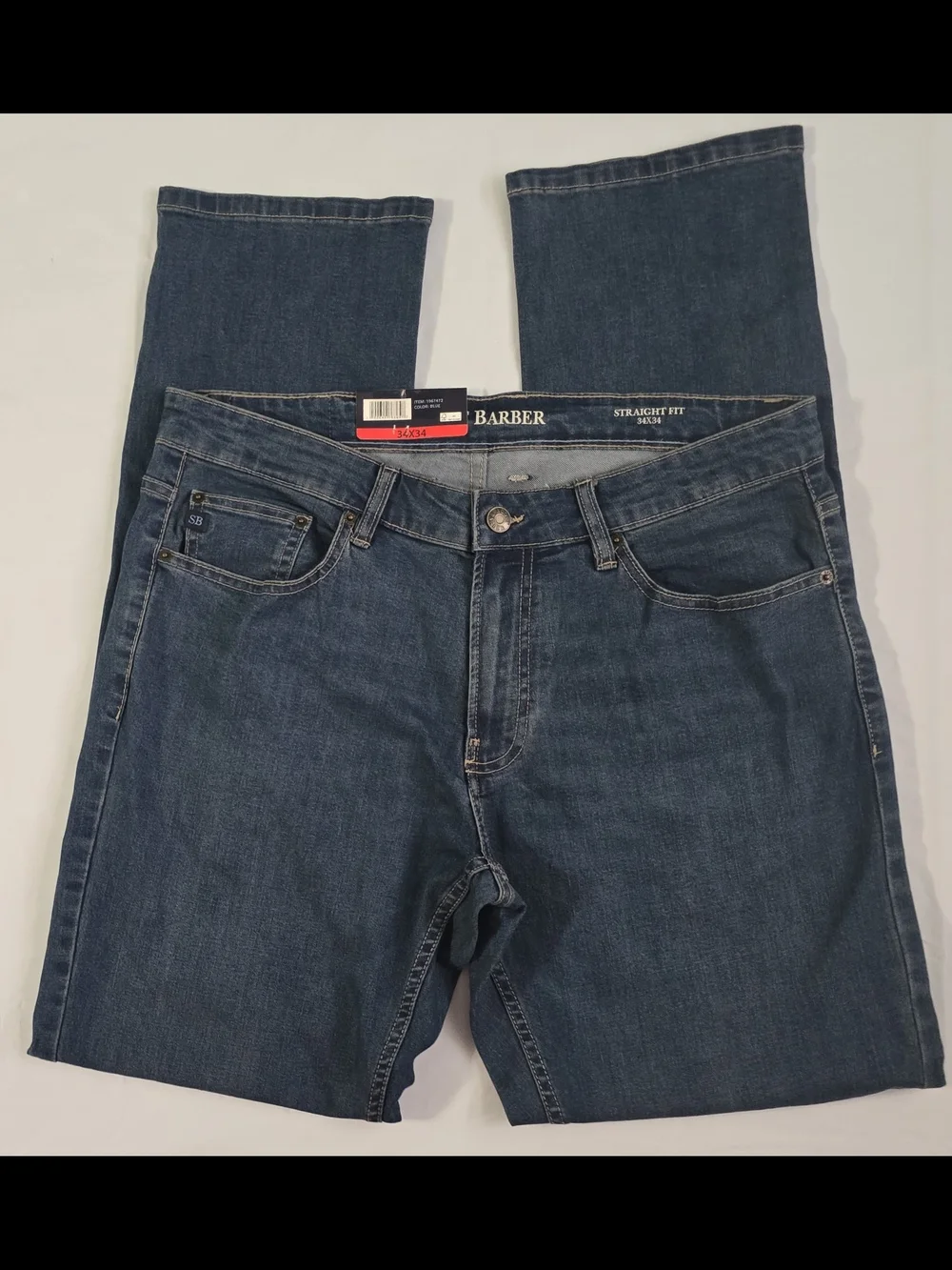 Scott Barber Straight Fit Medium Wash Blue Denim Stretch 5Pocket Jeans 34x34 NWT